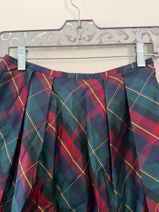 VINTAGE RALPH LAUREN BLUE LABEL SIGNATURE SILK PLAID A-LINE SKIRT 2 - Picture 2 of 8